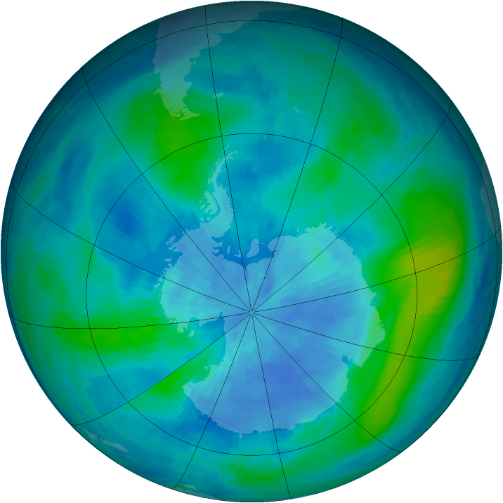 Antarctic ozone map for 17 March 2001